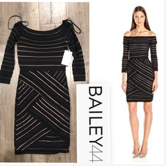 Bailey 44 Dresses & Skirts - 🆕 Bailey 44 Black/Nude Off The Shoulder Dress